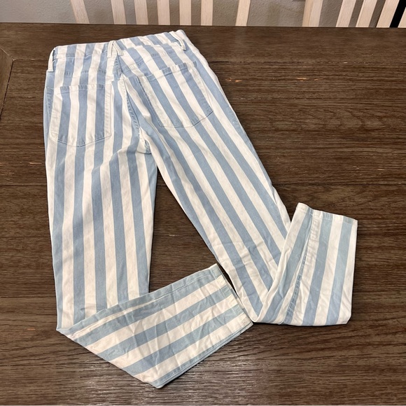 Good American Good Legs Baby Blue and White Stripped Cropped Denim - Picture 4 of 9